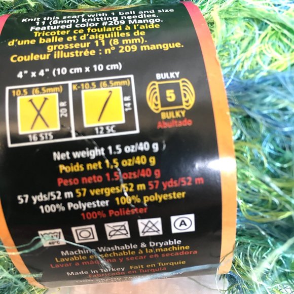 Citrus Eyelash Yarn Fun Fur Lion Brand Yarn Bundle of 3 - Picture 4 of 6